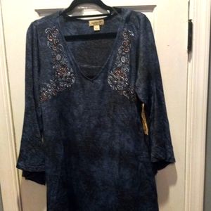 Bohemian type shirt blue